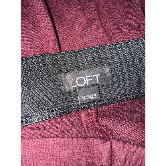 LOFT Maroon Wide Leg Pull-On Cropped Pants Women’s Medium Stretch Work Casual - Picture 7 of 8